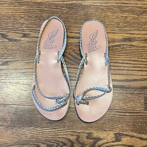 Ancient Greek Sandals Women's Pink and Silver Braided Sandals